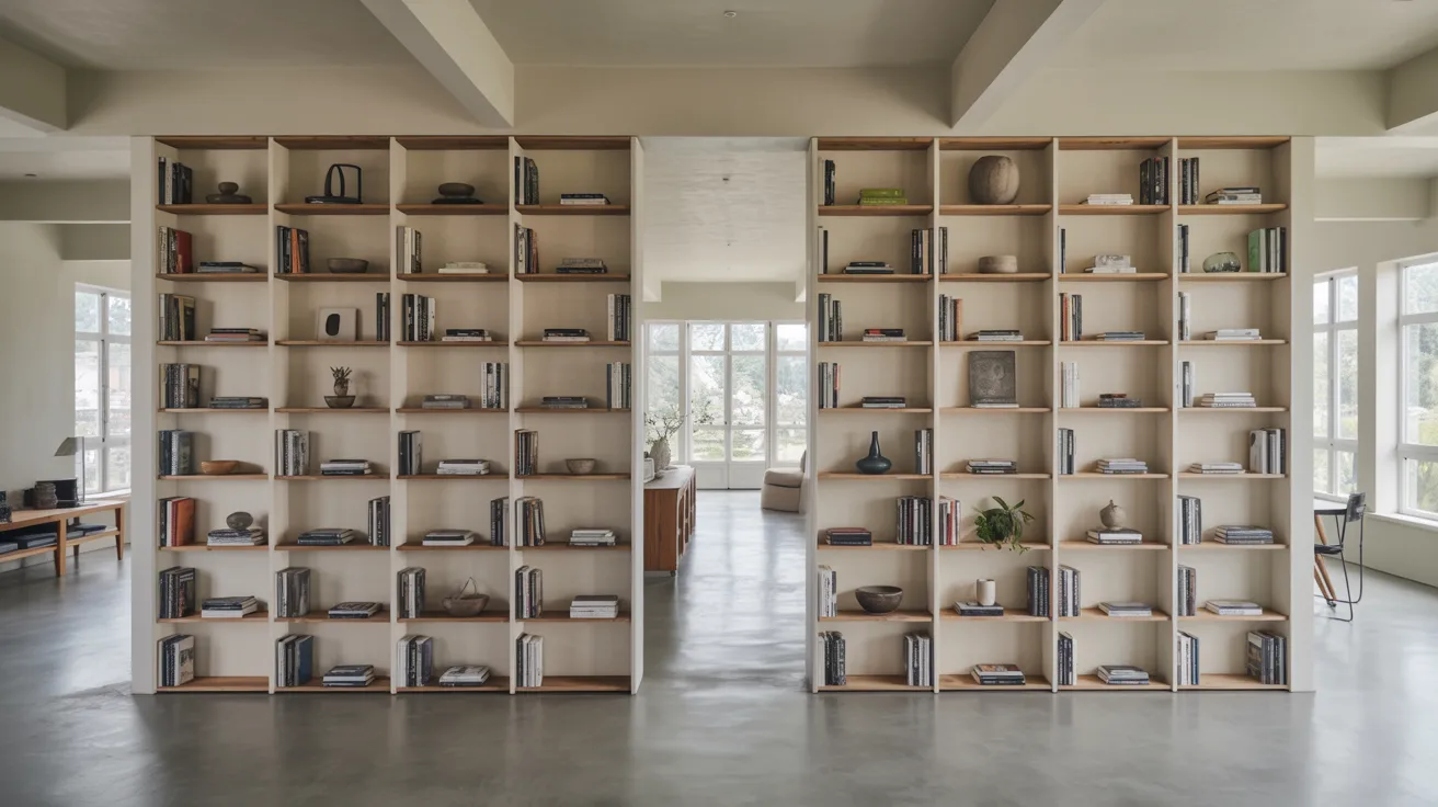 Double-Sided Built In Bookshelves