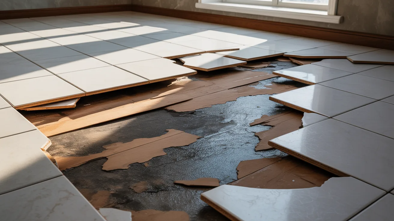 Damaged flooring caused by moisture and structural subfloor problems.