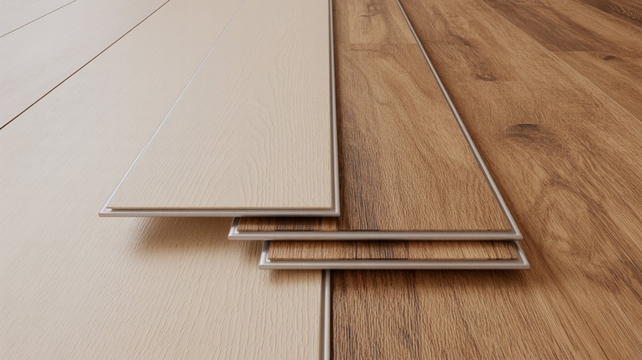 Comparison of thin and thick vinyl flooring planks.