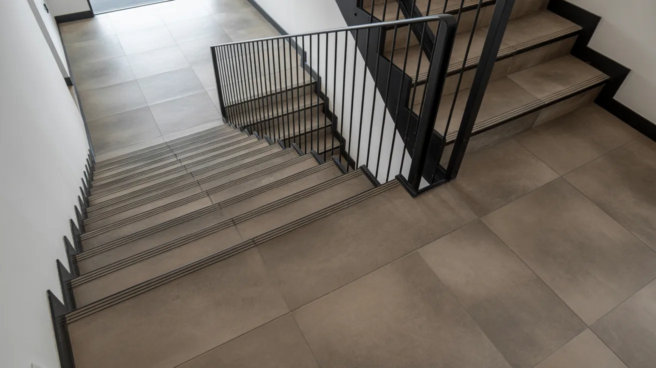 Modern tile staircase with textured steps