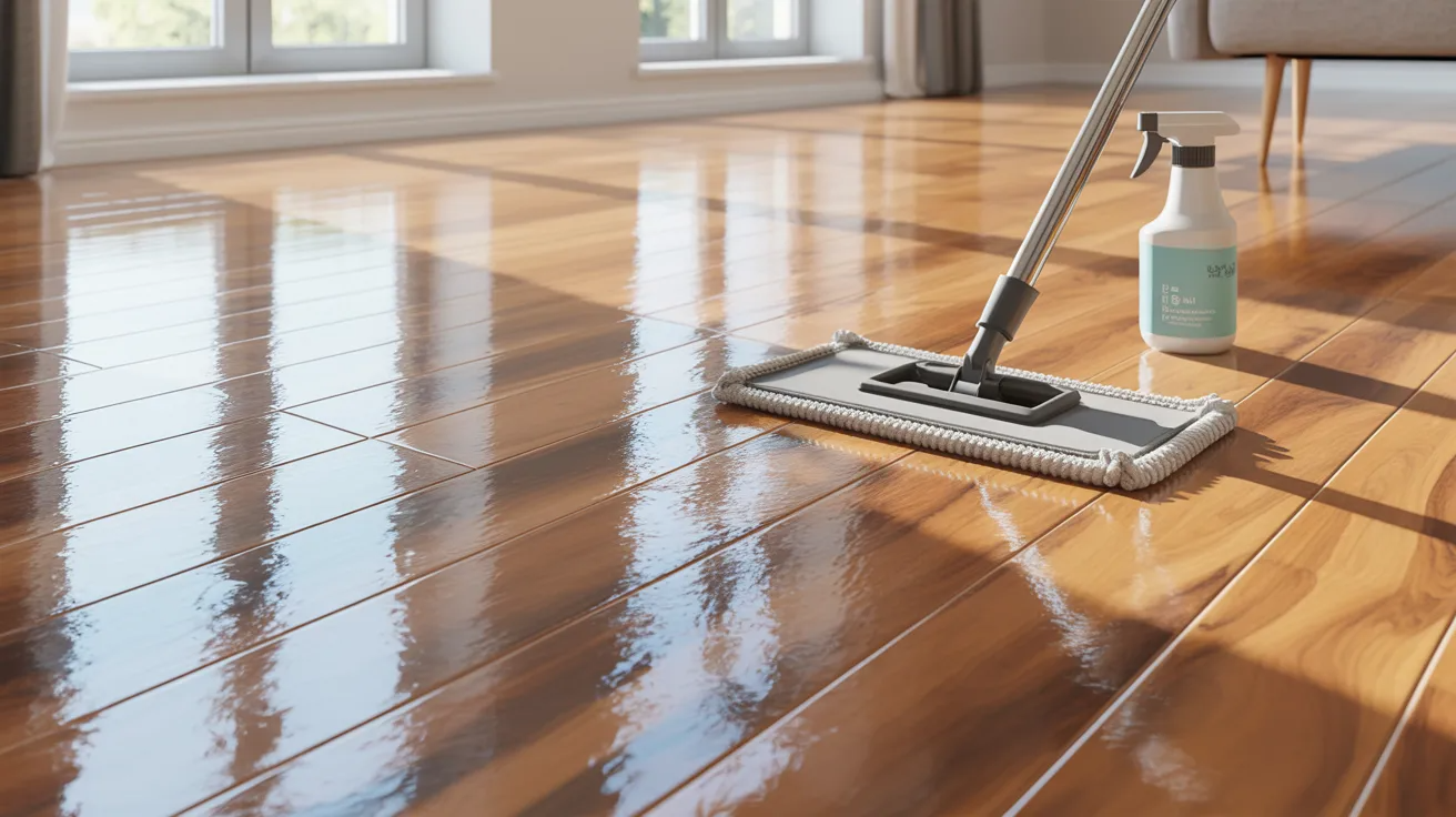 Final cleaning process after removing paint from vinyl flooring.