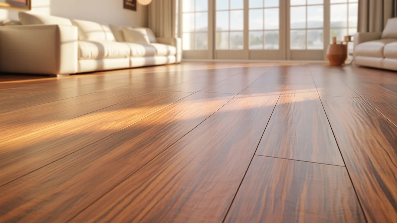 Engineered hardwood flooring in a bright living room, scratch resistant real wood look flooring option.