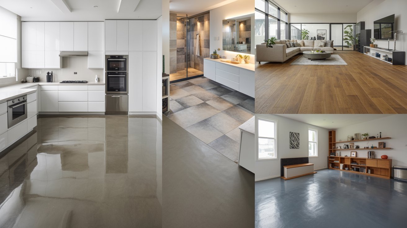 Low maintenance flooring used in different rooms throughout a home.